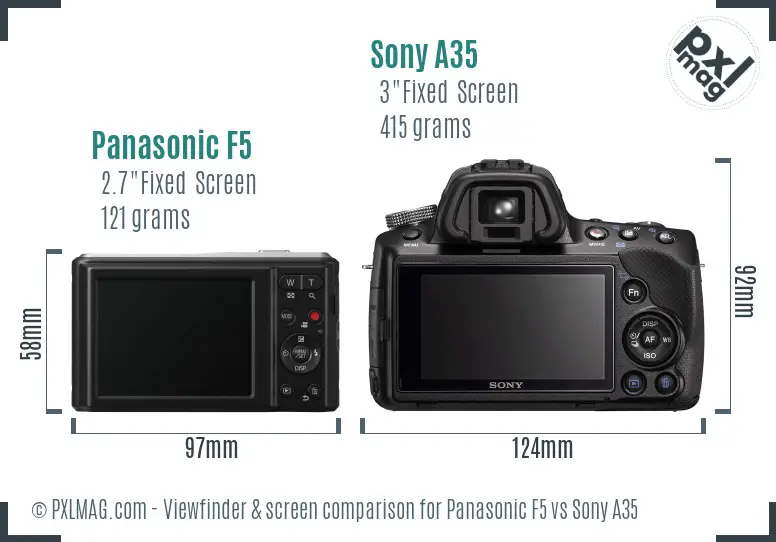 Panasonic F5 vs Sony A35 Screen and Viewfinder comparison
