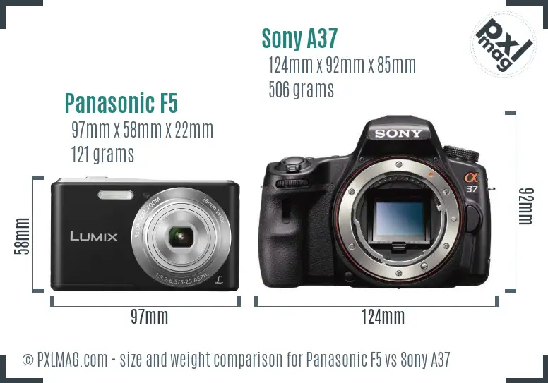 Panasonic F5 vs Sony A37 size comparison
