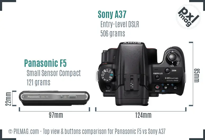Panasonic F5 vs Sony A37 top view buttons comparison