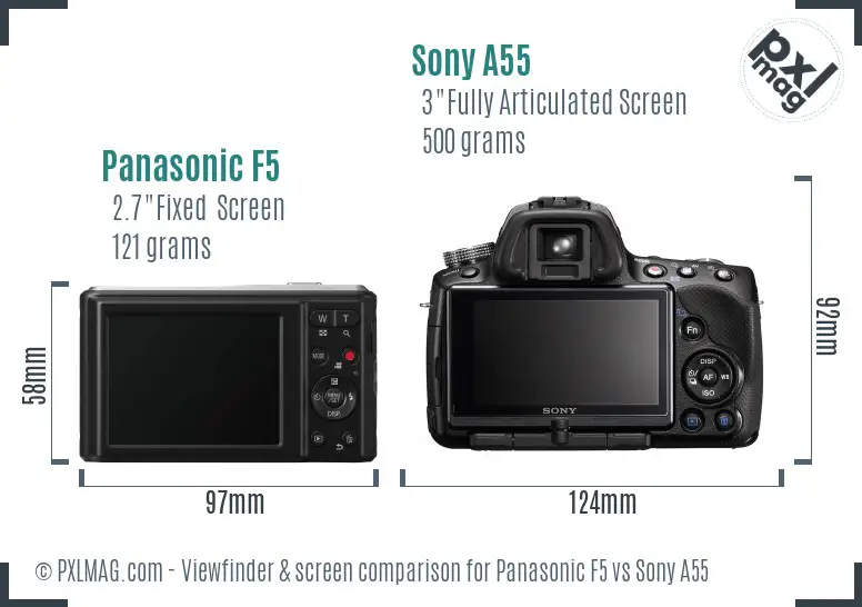 Panasonic F5 vs Sony A55 Screen and Viewfinder comparison