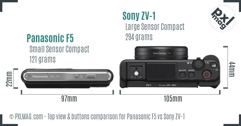 Panasonic F5 vs Sony ZV-1 top view buttons comparison
