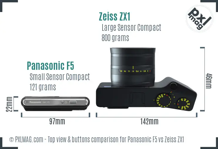 Panasonic F5 vs Zeiss ZX1 top view buttons comparison Panasonic F5 vs Zeiss ZX1 top view buttons comparison