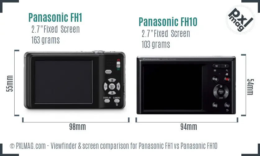 Panasonic FH1 vs Panasonic FH10 Screen and Viewfinder comparison