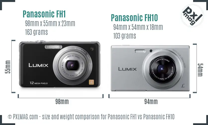 Panasonic FH1 vs Panasonic FH10 size comparison