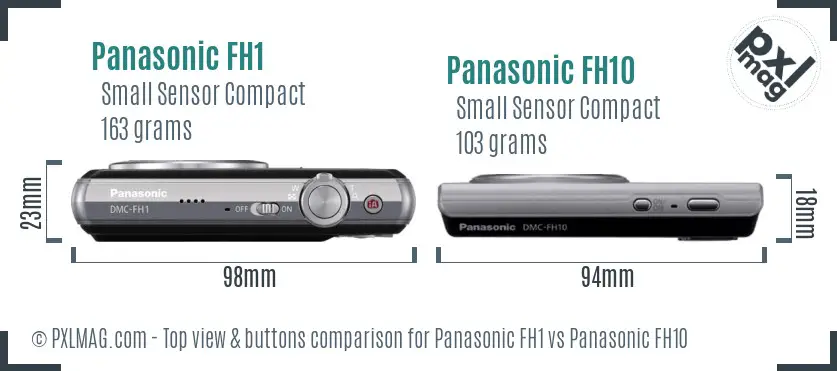 Panasonic FH1 vs Panasonic FH10 top view buttons comparison