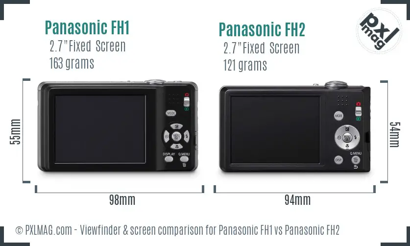 Panasonic FH1 vs Panasonic FH2 Screen and Viewfinder comparison