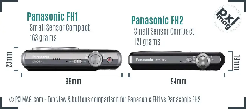 Panasonic FH1 vs Panasonic FH2 top view buttons comparison