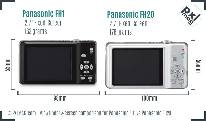Panasonic FH1 vs Panasonic FH20 Screen and Viewfinder comparison