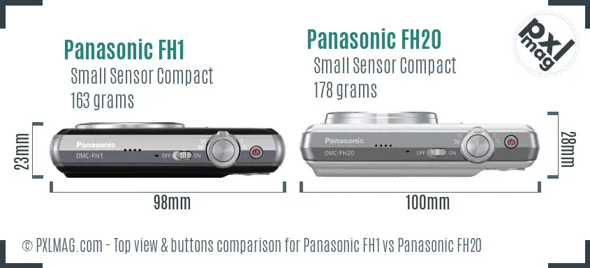 Panasonic FH1 vs Panasonic FH20 top view buttons comparison