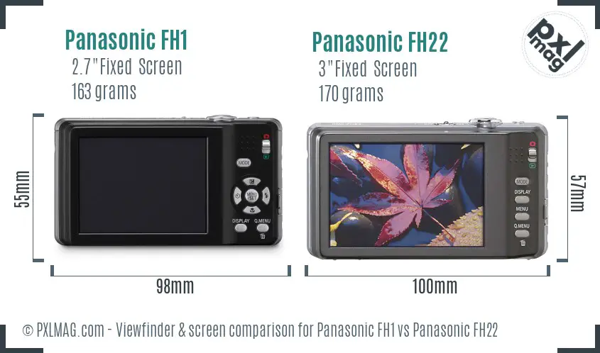 Panasonic FH1 vs Panasonic FH22 Screen and Viewfinder comparison