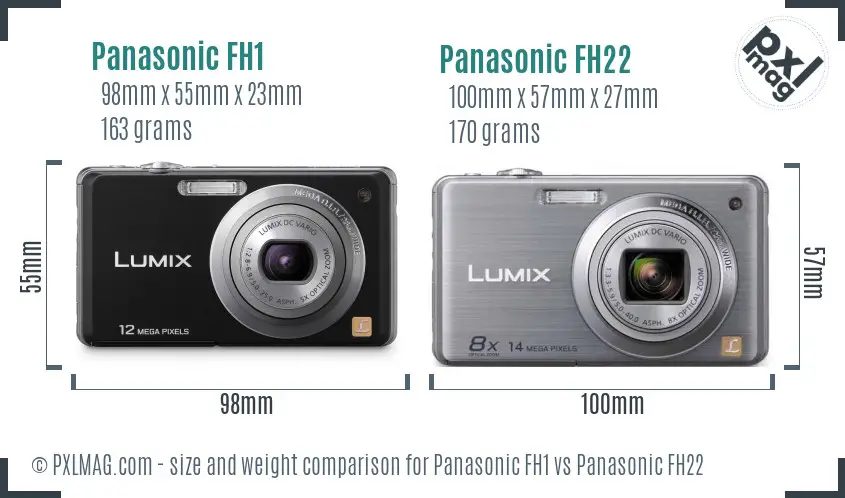 Panasonic FH1 vs Panasonic FH22 size comparison