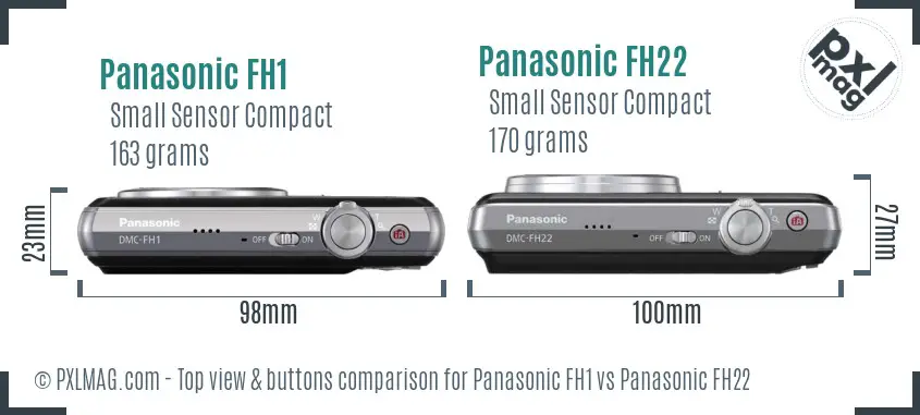 Panasonic FH1 vs Panasonic FH22 top view buttons comparison