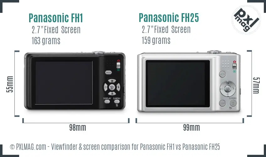 Panasonic FH1 vs Panasonic FH25 Screen and Viewfinder comparison