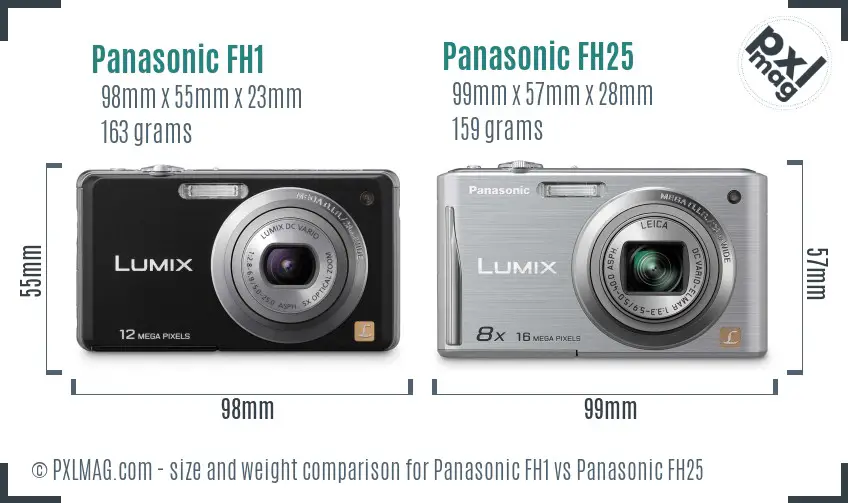 Panasonic FH1 vs Panasonic FH25 size comparison