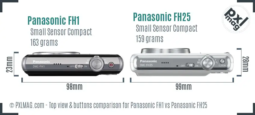 Panasonic FH1 vs Panasonic FH25 top view buttons comparison