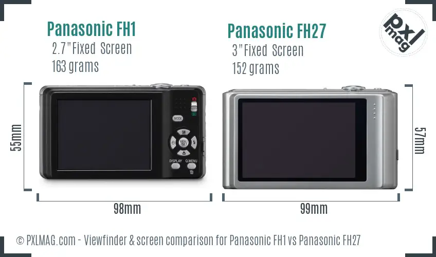 Panasonic FH1 vs Panasonic FH27 Screen and Viewfinder comparison