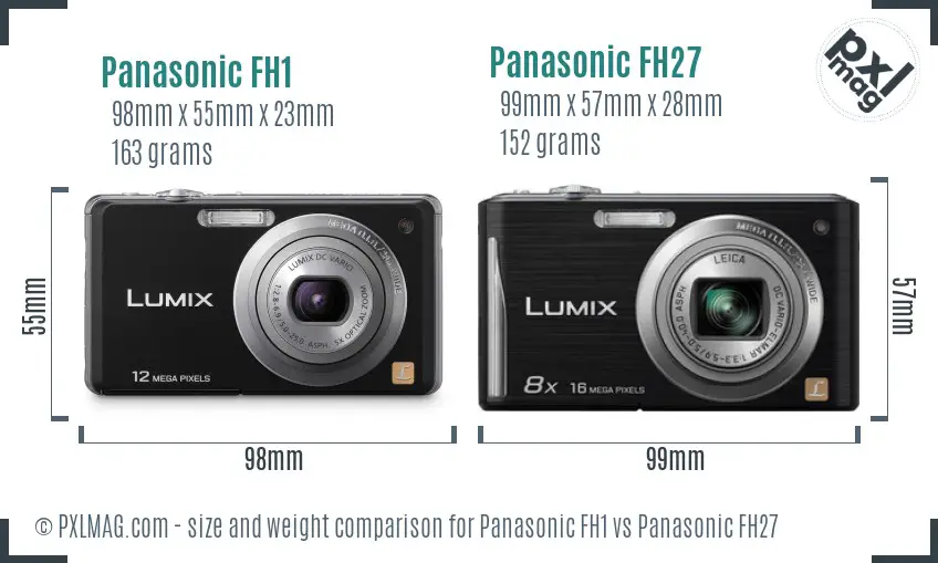 Panasonic FH1 vs Panasonic FH27 size comparison