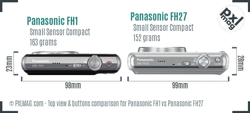 Panasonic FH1 vs Panasonic FH27 top view buttons comparison