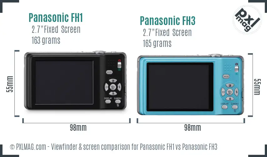 Panasonic FH1 vs Panasonic FH3 Screen and Viewfinder comparison