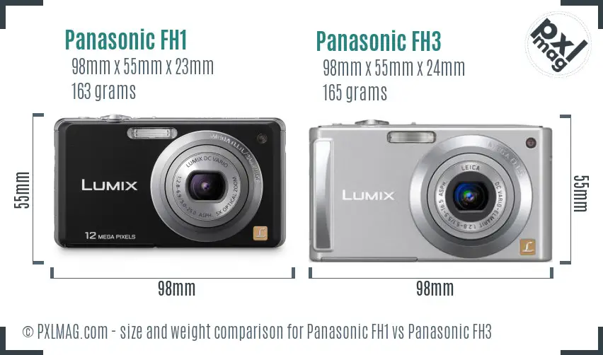 Panasonic FH1 vs Panasonic FH3 size comparison