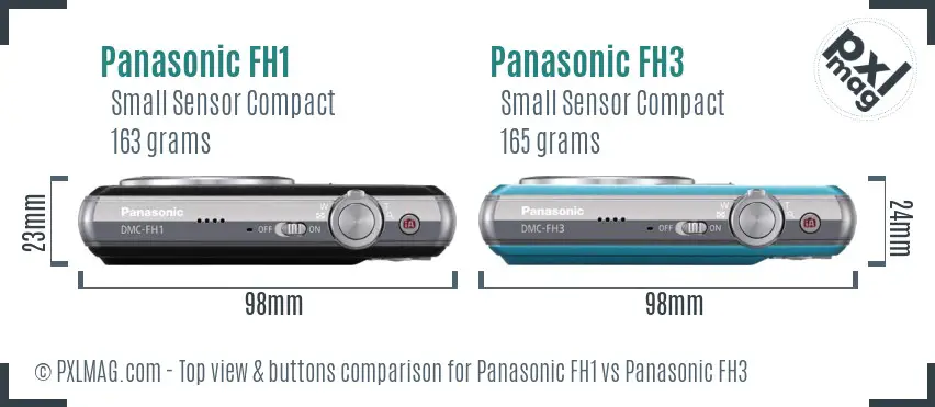 Panasonic FH1 vs Panasonic FH3 top view buttons comparison
