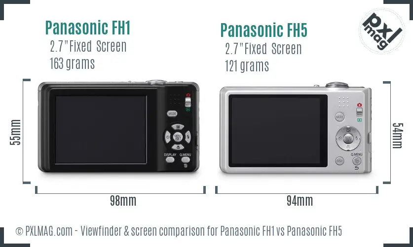 Panasonic FH1 vs Panasonic FH5 Screen and Viewfinder comparison