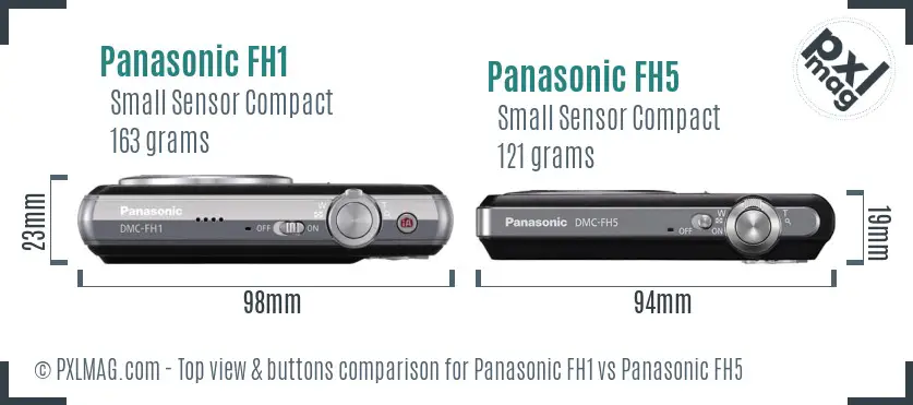 Panasonic FH1 vs Panasonic FH5 top view buttons comparison