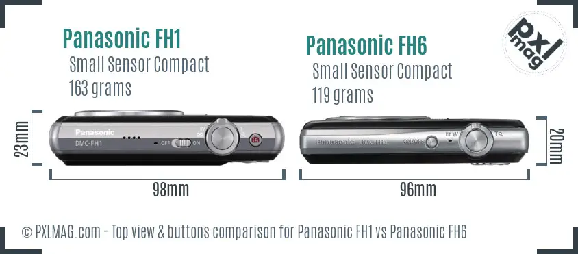 Panasonic FH1 vs Panasonic FH6 top view buttons comparison
