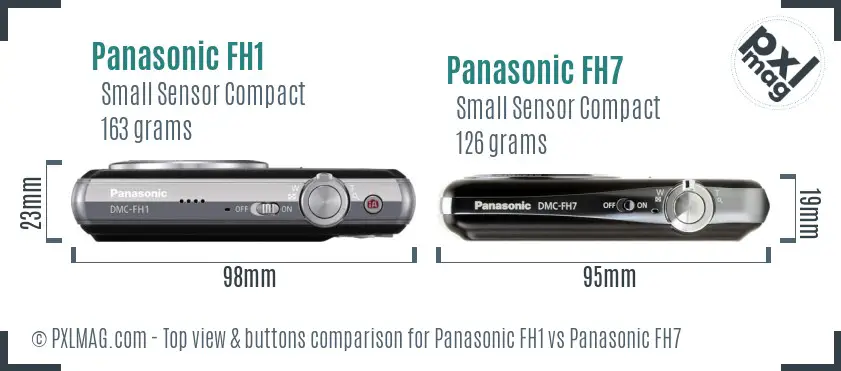 Panasonic FH1 vs Panasonic FH7 top view buttons comparison