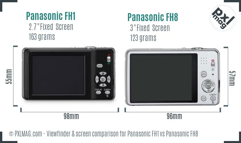 Panasonic FH1 vs Panasonic FH8 Screen and Viewfinder comparison