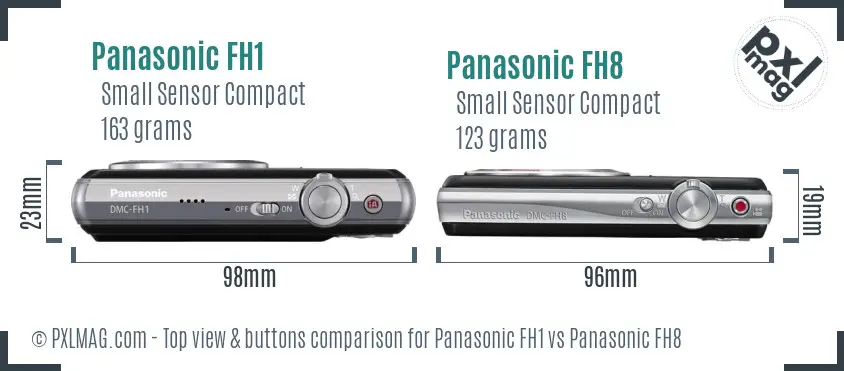 Panasonic FH1 vs Panasonic FH8 top view buttons comparison