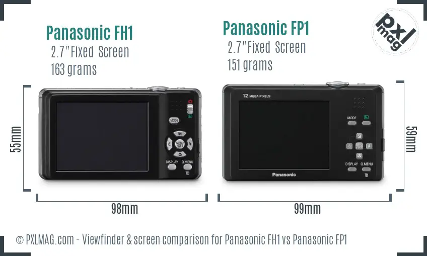 Panasonic FH1 vs Panasonic FP1 Screen and Viewfinder comparison