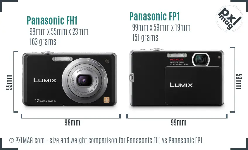 Panasonic FH1 vs Panasonic FP1 size comparison