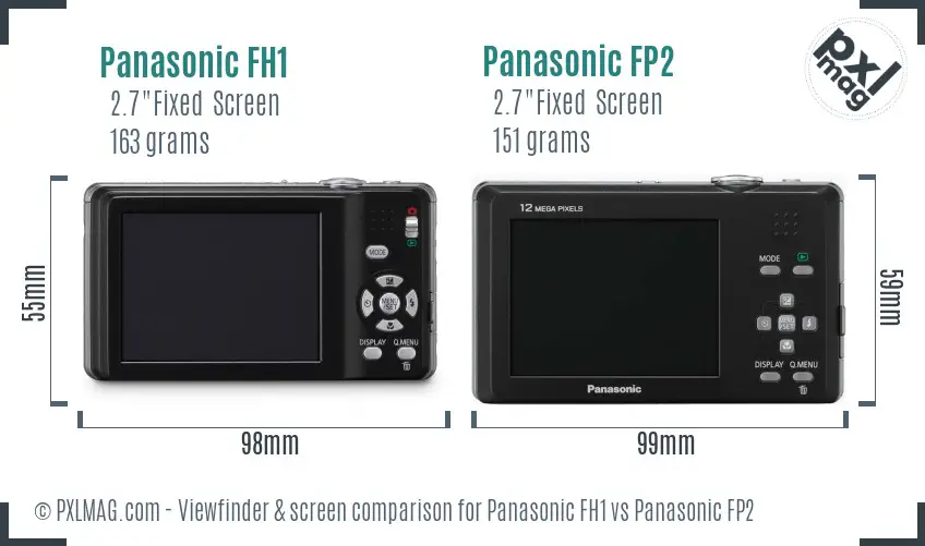 Panasonic FH1 vs Panasonic FP2 Screen and Viewfinder comparison