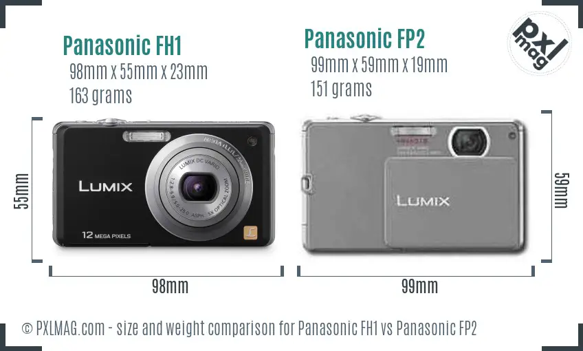 Panasonic FH1 vs Panasonic FP2 size comparison