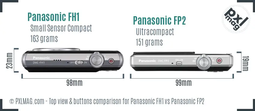 Panasonic FH1 vs Panasonic FP2 top view buttons comparison