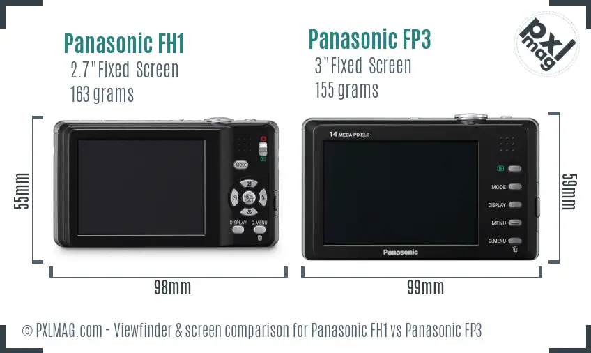 Panasonic FH1 vs Panasonic FP3 Screen and Viewfinder comparison