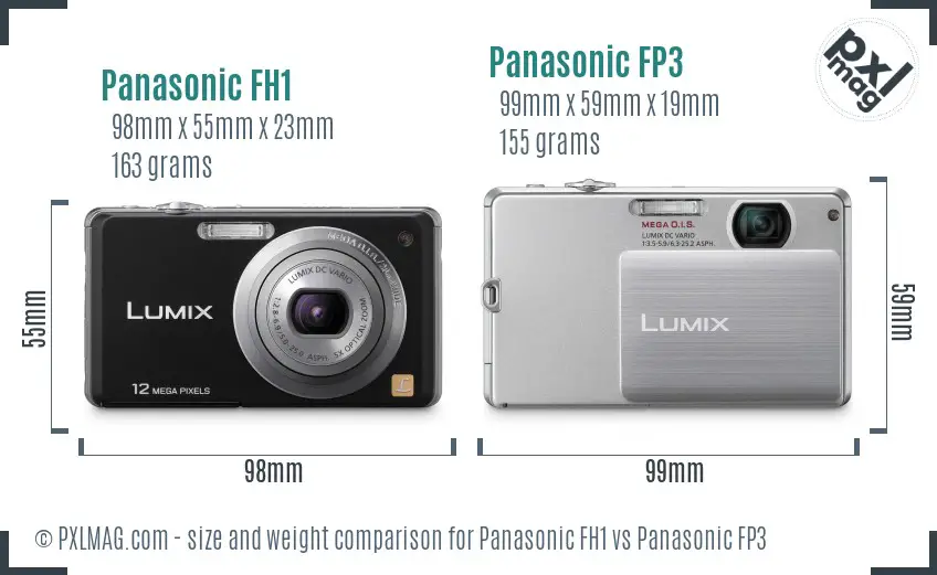 Panasonic FH1 vs Panasonic FP3 size comparison