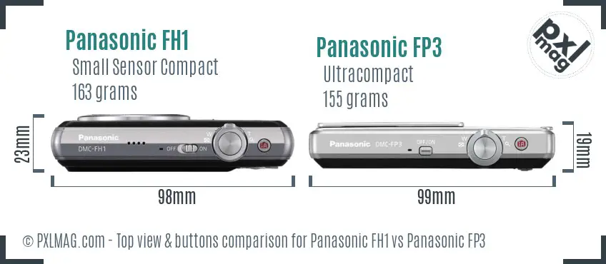 Panasonic FH1 vs Panasonic FP3 top view buttons comparison