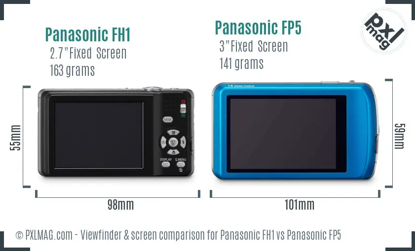 Panasonic FH1 vs Panasonic FP5 Screen and Viewfinder comparison