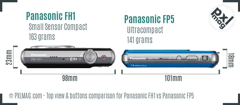 Panasonic FH1 vs Panasonic FP5 top view buttons comparison