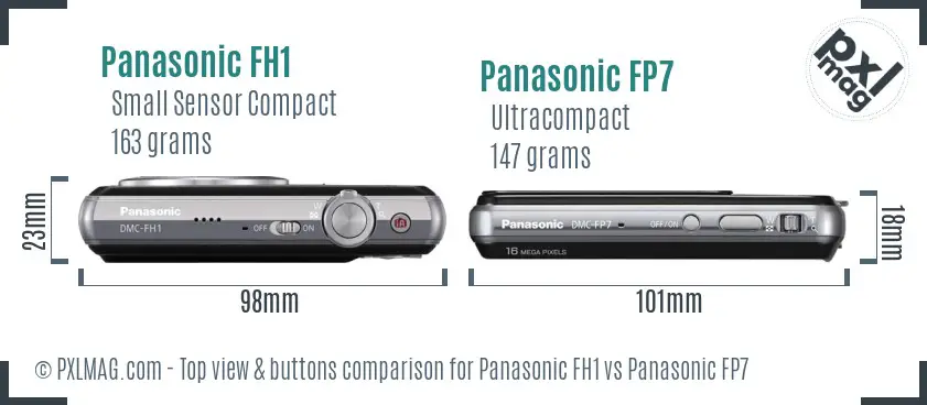 Panasonic FH1 vs Panasonic FP7 top view buttons comparison