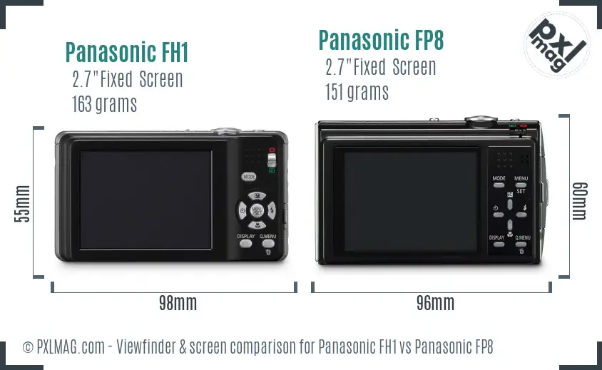 Panasonic FH1 vs Panasonic FP8 Screen and Viewfinder comparison
