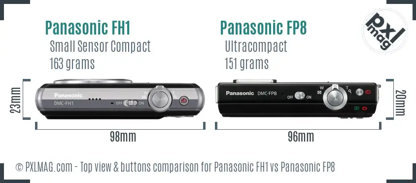 Panasonic FH1 vs Panasonic FP8 top view buttons comparison
