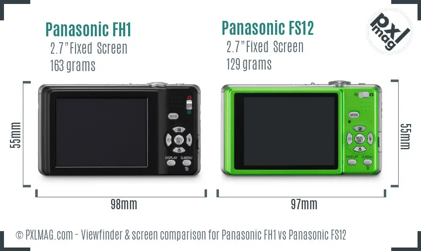 Panasonic FH1 vs Panasonic FS12 Screen and Viewfinder comparison