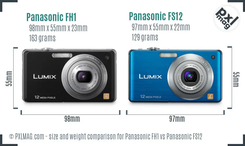 Panasonic FH1 vs Panasonic FS12 size comparison