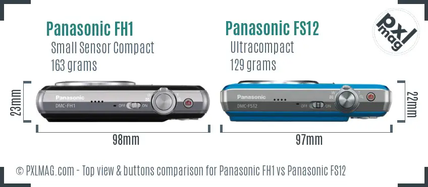 Panasonic FH1 vs Panasonic FS12 top view buttons comparison