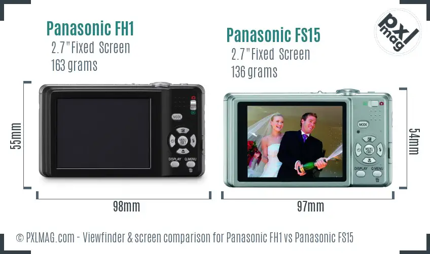 Panasonic FH1 vs Panasonic FS15 Screen and Viewfinder comparison