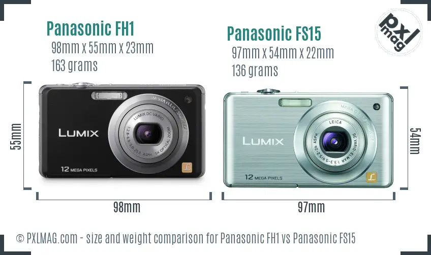 Panasonic FH1 vs Panasonic FS15 size comparison