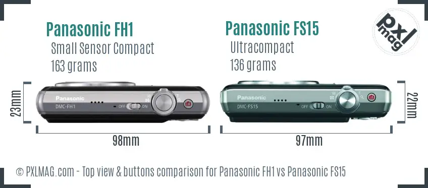Panasonic FH1 vs Panasonic FS15 top view buttons comparison